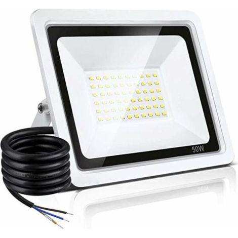 50w Projecteur Led Extérieur Blanc Chaud, Ip66 Étanche Spot Led Extérieur 3000k, Super Lumineux 10000lm Blanc Led Projecteur D'Extérieur Pour Jardin, Garage, Terrain De Sport