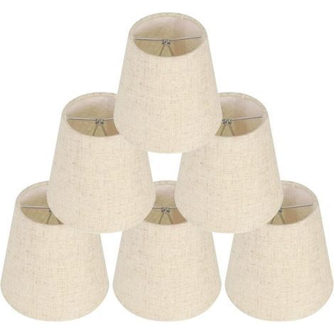 6 Pièces Abat-jour Pour Lampes De Table Lampe, Abat Jour Clip, Abat Jour ,remplacement Abat Jour En Lin Petits Abat Jour Avec Clip Pour Table De Chevet, Applique Murale En Cristal, Lustre De Bougeoir