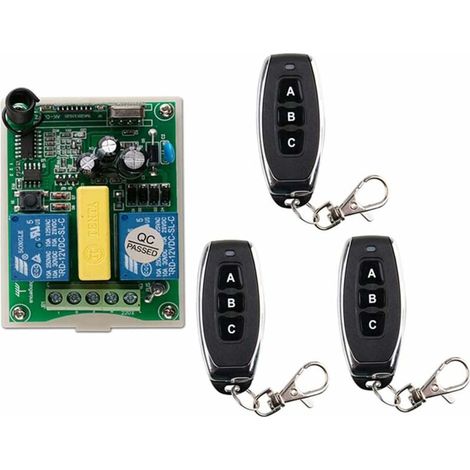 Memkey – Télécommande Sans Fil 2 Canaux – 1 Récepteur + 3 Émetteurs – Contrôle Moteur 220v – Portée 50m – Fréquence 433mhz