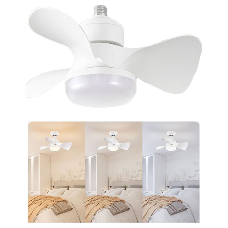 Leiser Deckenventilator Mit Schraubbefestigung, Led-beleuchtung, 3 Geschwindigkeitsstufen, Weiß, Stufenlose Dimmfunktion + Fernbedienung