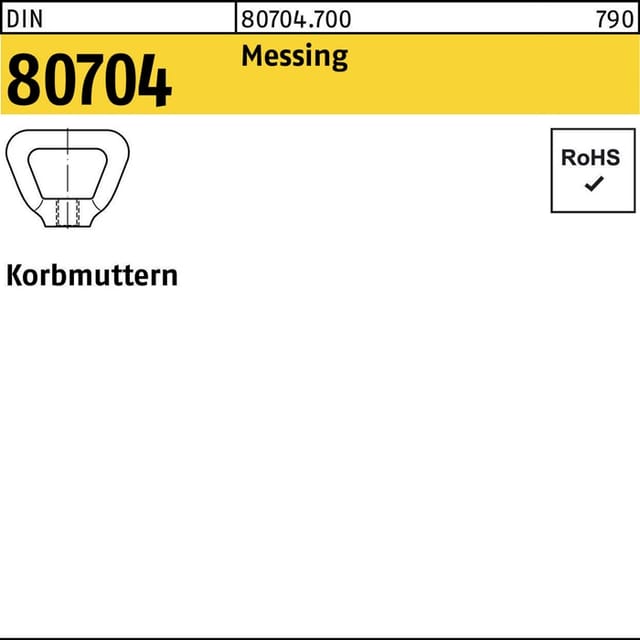 Korbmuttern DIN 80704 Messing M8 x 1,25