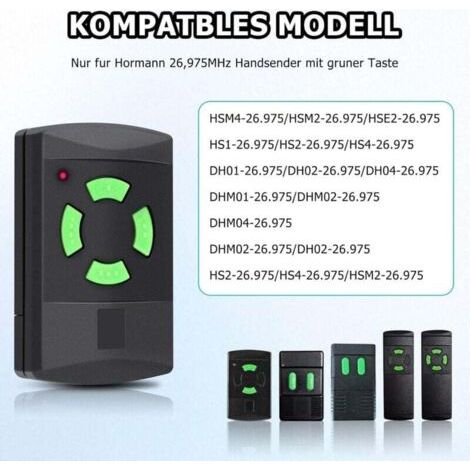 Nalookamic Lot De 3 Télécommandes De Rechange Pour Émetteur Portatif Hörmann Hsm4 437230, Télécommande Auto-apprentissage 26,975 Mhz, 4 Canaux Pour Porte De Garage, Porte D'Entrée, Porte D'Entrée, Etc