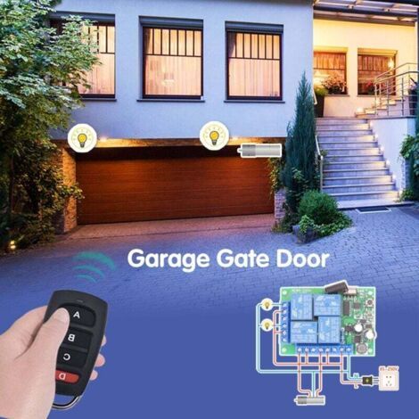 Nalookamic Interrupteur De Télécommande Universel, Récepteur De Relais Rf Ac 230v/220v 10a 4ch 433mhz Avec 2 Émetteurs Pour Moteur, Porte De Garage, Lumière, Rideau Électrique, Interrupteur De Bricola