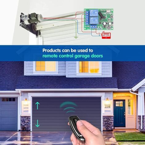 Nalookamic 433mhz Rf Commutateur À Distance Sans Fil, 2 Canaux Ac 110v / 220v / 230v / 240v Relais Récepteur Avec 2 Télécommandes Pour Porte De Garage