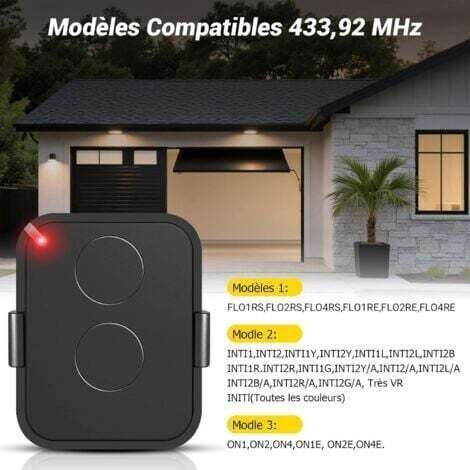 Nalookamic Lot De 2 Télécommande Compatible Nice Era One2/on2e/on4e/on1e,433,92 Mhz Télécommande Porte De Garage,rolling Code,2 Canaux(noir)