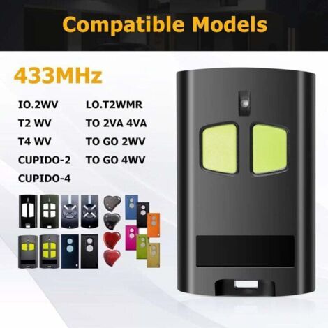 Nalookamic 3pcs Telecommande Portail Compatible Avec Benincà To.go 2va, Telecommande Garage 433,92 Mhz 2 Canaux, Télécommande Avec Double Codage Advanced Rolling Code Et Rolling Code