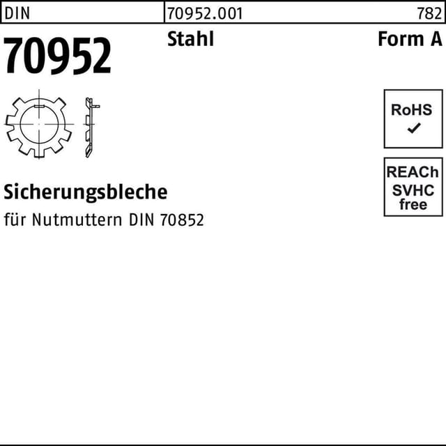 Sicherungsbleche für Nutmuttern, DIN 70952 Stahl blank A 10 x 16 x 0,75mm