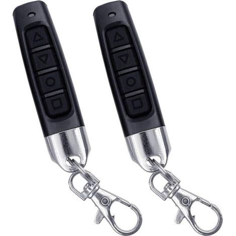 Pair 2pcs Telecommande Universelle Portail, Codes Fixes Et Codes D'Apprentissage, Clonage Télécommande 433 Mhz, Adaptée Aux Portes De Garage, Télécommande Universelle Sans Fil Porte Clés Duplicateur