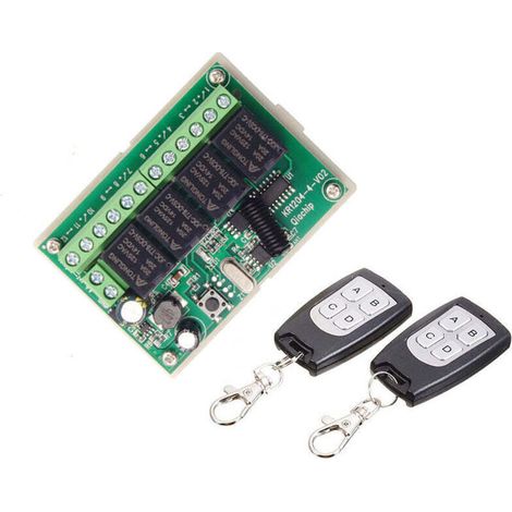 Télécommande Sans Fil 433 Mhz, 12 V Cc, 4 Canaux, Relais Rf Longue Portée, 2 Émetteurs + 1 Récepteur, Convient Aux Portes De Garage.