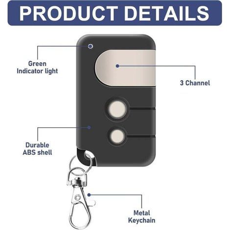 Pair 2 Télécommande D'Ouverture De Porte De Garage Compatible Avec Chamberlain Motorlift Liftmaster Tx4runi,tx2rev,84335eml,84333e,94333e,4335eml 433,92mhz Télécommandes Pour Motorlift 500, 700, 1000