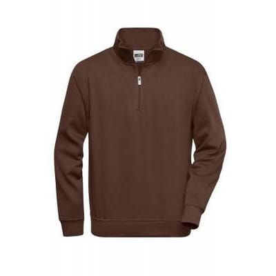 Workwear Zip Sweatshirt JN831, braun, Größe XXL