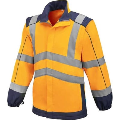 Warnjacke Jasper, Softshell warnorange/marine-blau, Größe L