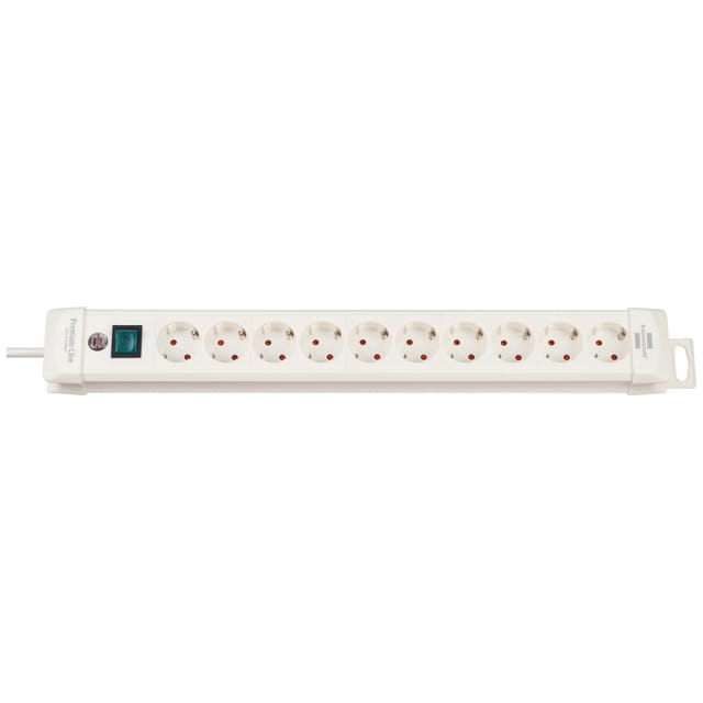 Premium-Line Steckdosenleiste 10-fach, 45°-Steckdosen, weiß