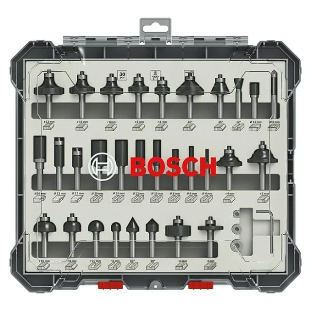 30-teiliges Fräser-Set, 8-mm-Schaft. Für Handfräsen (2607017475)