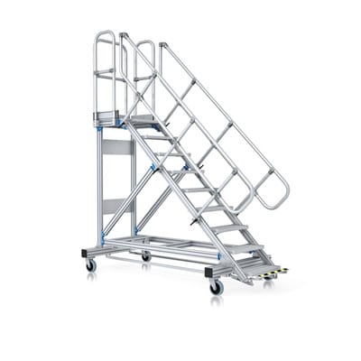 Plattformtreppe, fahrbar 13 Stu. 60° 3250mm Breite Stufen 600mm Anz.Lenkr. 4
