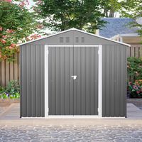 Robustes, Anthrazitfarbenes Metall-gartenhaus, 2,44 M X 1,83 M, Mit Praktischer Flügeltür. Ideal Zur Aufbewahrung Von Werkzeugen Und Gartengeräten.