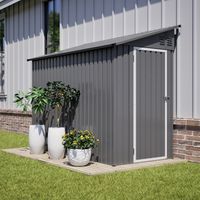 Metall-gartenschuppen 122 X 244 Cm, An Einer Konstruktion Befestigt, Mit Abschließbarer Tür Und 2 Belüftungsöffnungen, Ideal Zur Aufbewahrung Ihrer Werkzeuge Im Garten Und Auf Der Terrasse, Grau.