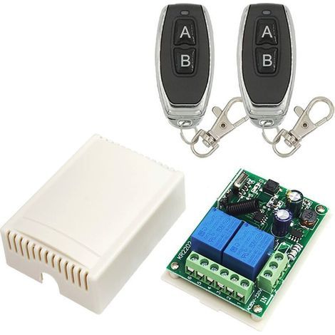 Dbbegk 220v Ac 2 Canaux Sans Fil Commutateur De Télécommande, Récepteur Rf Module De Relais 433 Mhz Avec Émetteur Marche/arrêt Pour Porte Degarage, Lumière, Usage Domestique