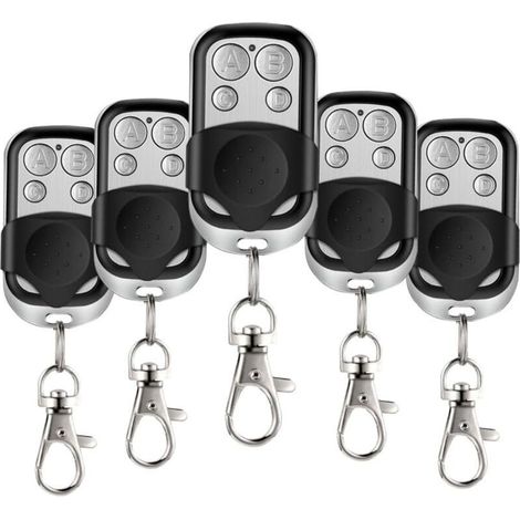 5 Pcs Telecommande Universelle Portail, 433,92 Mhz Télécommande Garage Sans Fil À 4 Boutons Avec Couvercle Coulissant Porte Clés Pour Porte Garage Électrique