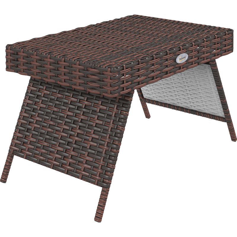 Klappbarer Gartentisch 60x41cm, Wetterfest, Aus Pe-rattan, Für Balkon Und Terrasse