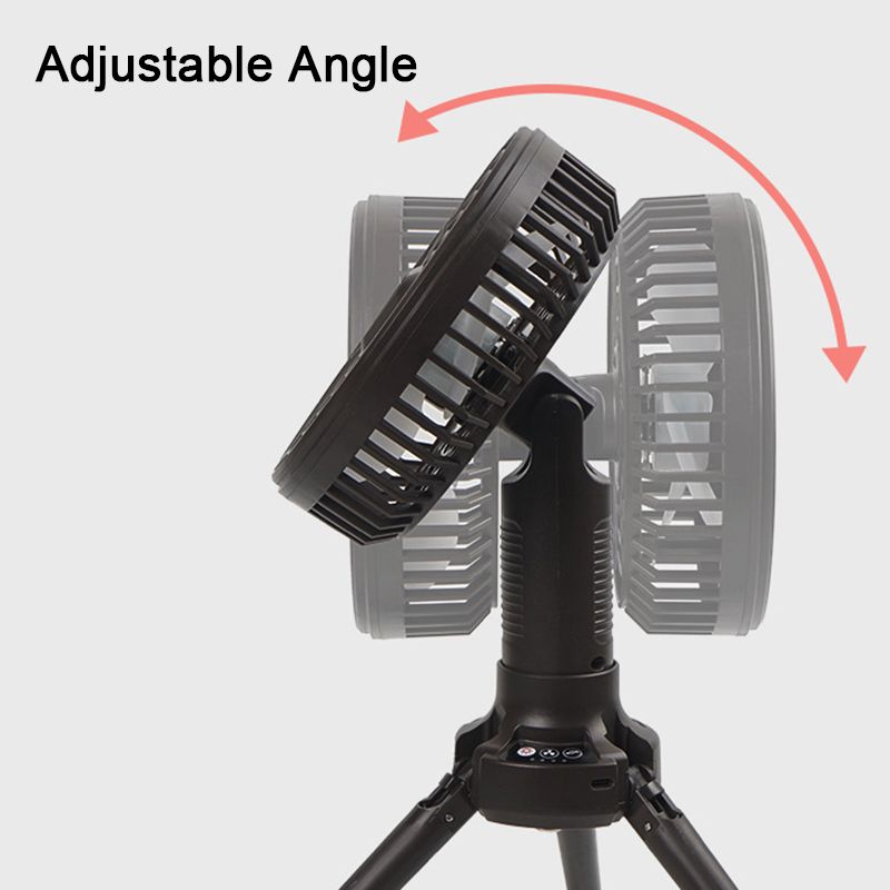 Campingventilator Für Zelte, 10400 Mah Usb-akku, Mit Led-laterne, Faltbarem Stativ, Kabellos Und Tragbar, Ideal Für Büro, Angeln, Zuhause Und Outdoor-aktivitäten. Dreht Sich Um
