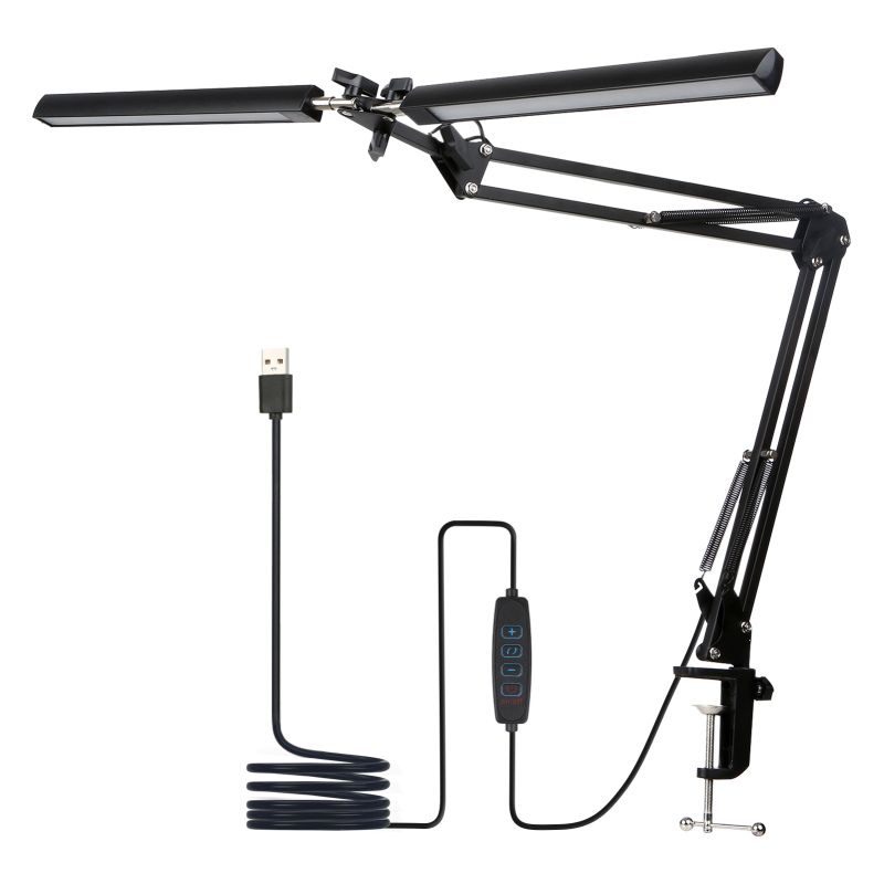 24-w-led-schreibtischlampe Mit 120 Leds, Usb-anschluss, Verstellbarem Arm, 3 Farben, 10 Helligkeitsstufen, Klemme, Memory-funktion, Architekten-design