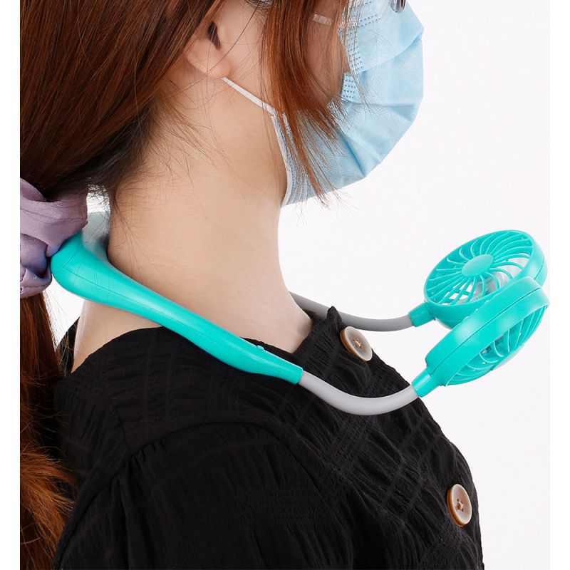 Kompakter Und Persönlicher Tragbarer Ventilator, Mini-usb-wiederaufladbarer Nackenventilator, 3 Geschwindigkeitsstufen Und Farbiges Licht, Ideal Für Büro, Reisen Und Camping Im Freien.