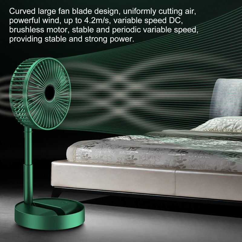 Faltbarer, Kabelloser Und Tragbarer Teleskopventilator Mit Integriertem 2000-mah-usb-akku, Verstellbarer Höhe Und 3 Geschwindigkeitsstufen. Mini-ventilator Für Den Außenbereich.