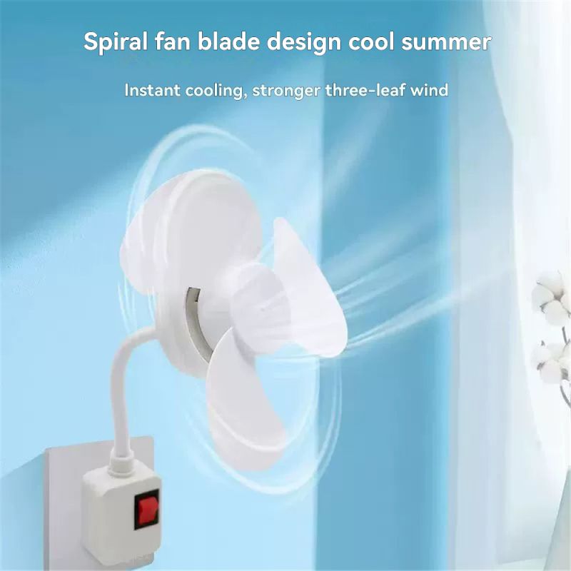 Leiser Und Einfach Zu Installierender Ventilator Mit 360°-drehung, Ideal Für Nachttische Und Wohnzimmer. Dreifachstecker + Uk-standardadapter.