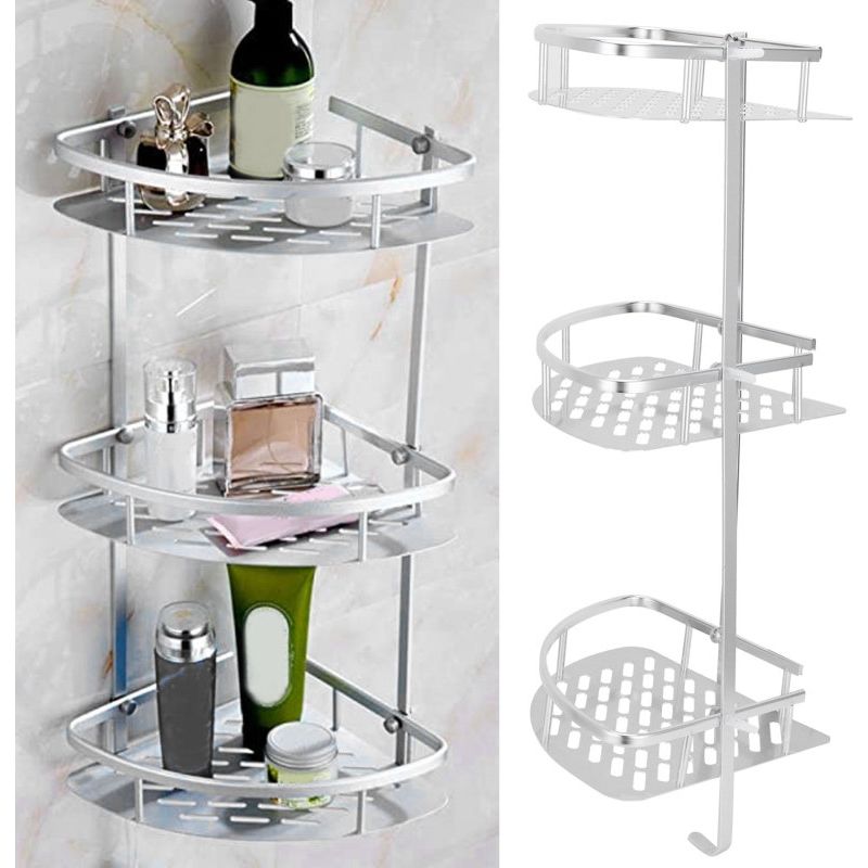 Dreistufiges Eckduschregal Zur Wandmontage Mit Stauraum Für Toilette Und Küche.