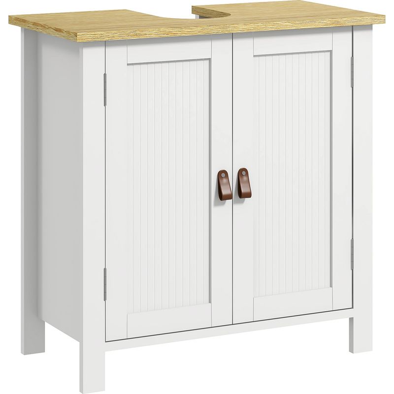 Irovami Weißer Spülenunterschrank 60x60x30cm Mit U-förmigem Ausschnitt 15x20cm, 3-stufigem Verstellbarem Einlegeboden, 30kg Tragkraft, Für Spülen Ohne Sockel