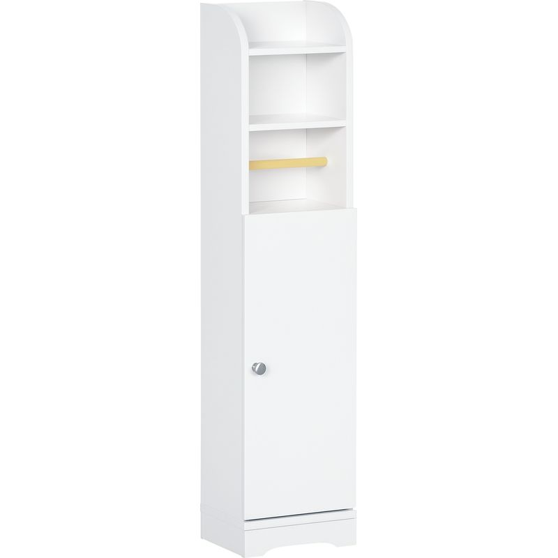 Schmaler Badezimmerschrank Irovami Weiß 100x23x18cm 2 Regalböden Rollenhalter 2-stufiger Verstellbarer Kippschutz