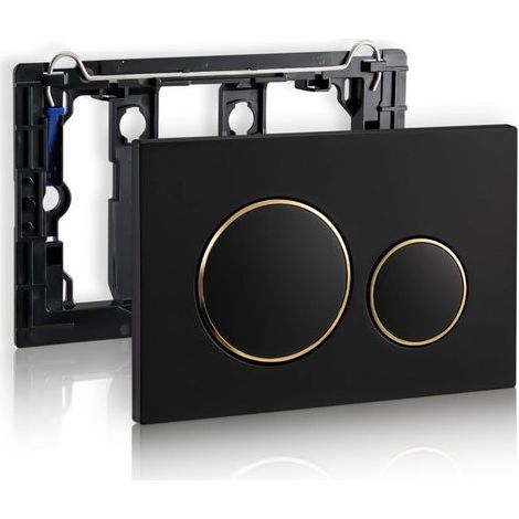 Geberit Sigma20 Wc-betätigungsplatte – Zweimengenspülung, Mattschwarz Lackiert Mit Goldfarbenen Chromringen – Kompatibel Mit Geberit-systemen – Ackerman