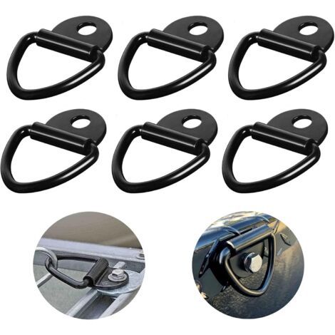 6-teiliges Set D-ring-zurrgurte, 85 X 63 Mm Anker, Schwarz, Hochbelastbar Bis 550 Kg Tragfähigkeit Für Anhänger Und Schwere Geräte, Ladungssicherung