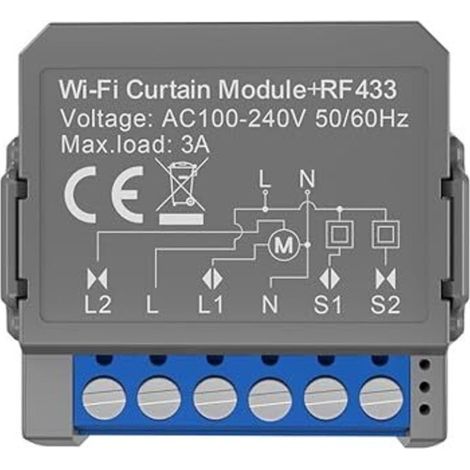 Alliandis Interrupteur De Rideau Intelligent Wifi, Module De Rideau Télécommandé, Ac100 À 240 V 50/60 Hz Ip20, Minuterie Étanche, Disjoncteur À Commande Vocale, Module Intelligent De Commutateur De St