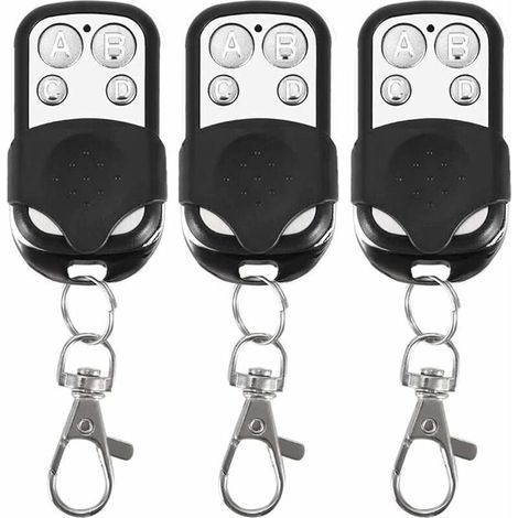 Alliandis Lot De 3 Télécommandes Universelles Pour Portail Automatique Fréquence 433,92 Mhz Code Fixe, 4 Boutons Pour Contrôler Jusqu'à 4 Portes