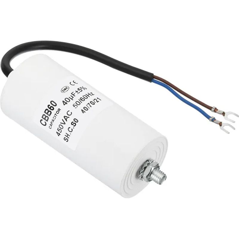 Kondensator Cbb60 – 40 Μf – 450 V Ac – 50/60 Hz – U-förmige Anschlüsse – M8-schraubbefestigung – Für Einphasen-waschmaschinen- Und Hochdruckreinigermotoren – 1 Stück