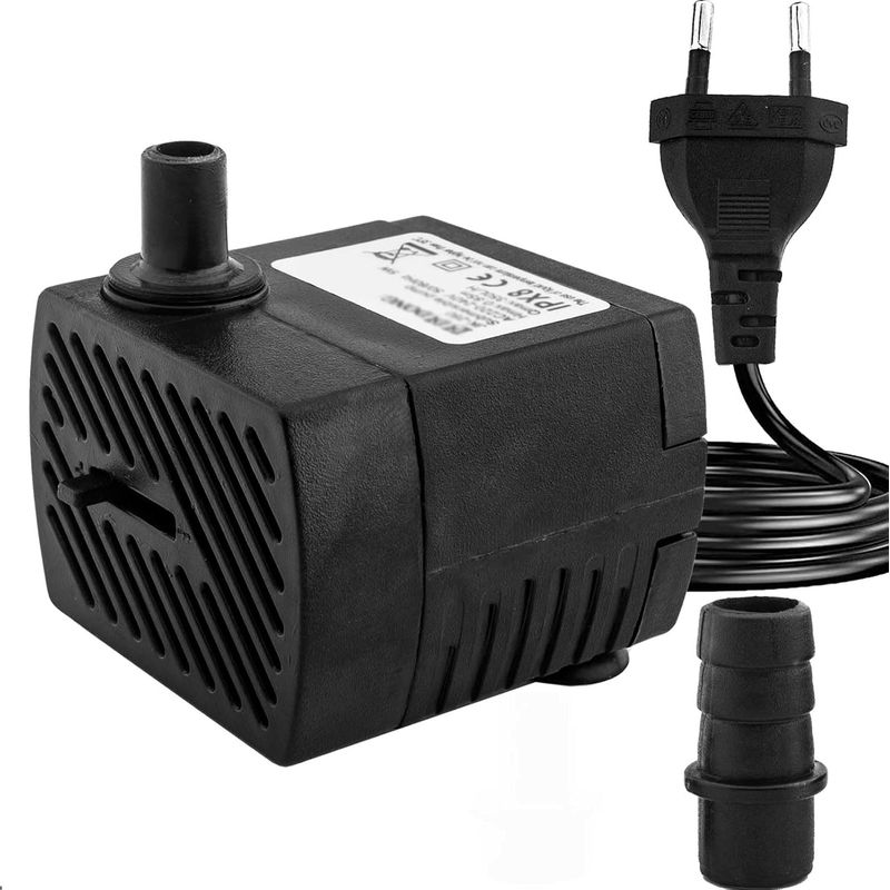 Wasserpumpe – 350 L/h – 5 W – 0,7 M Förderhöhe – Für Hydrokultur-brunnenteiche – 2 Düsen Im Lieferumfang Enthalten