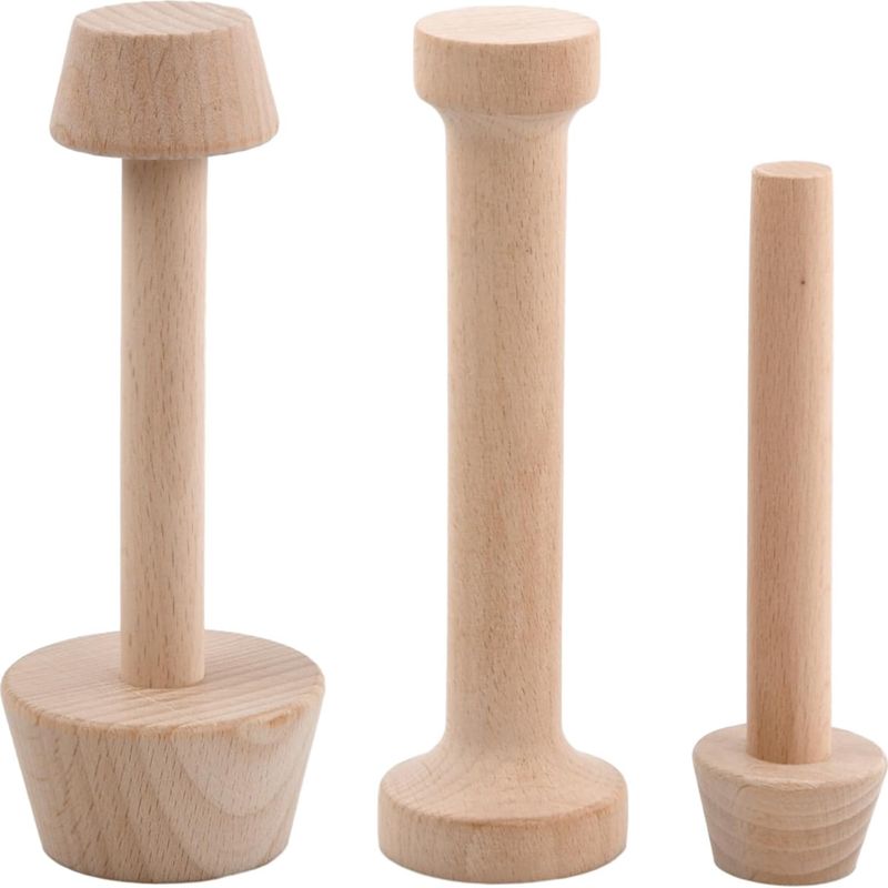 Tarte-stampfer – Doppelseitig, Naturholz, 6 Formen – Für Mini-eierkuchen, Hüttenkäse, Hausgemachtes Gebäck – 3er-set
