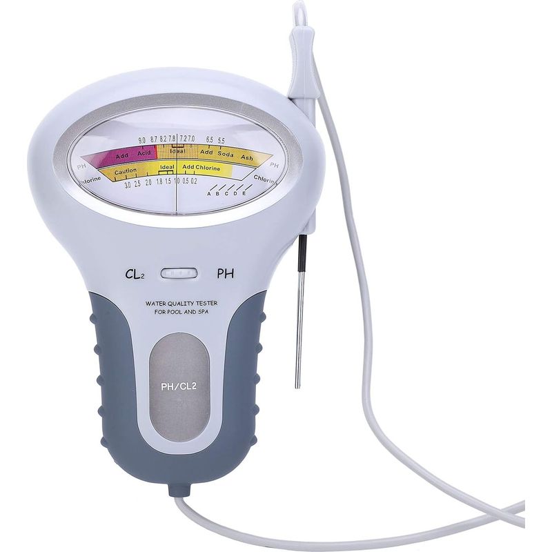 Ph- Und Chlormessgerät – Digitales Lcd-display – Für Schwimmbäder Und Whirlpools – Genauigkeit 0,1 Ph Und 0,1 Ppm – Mit Tauchsonde – 1 Stück