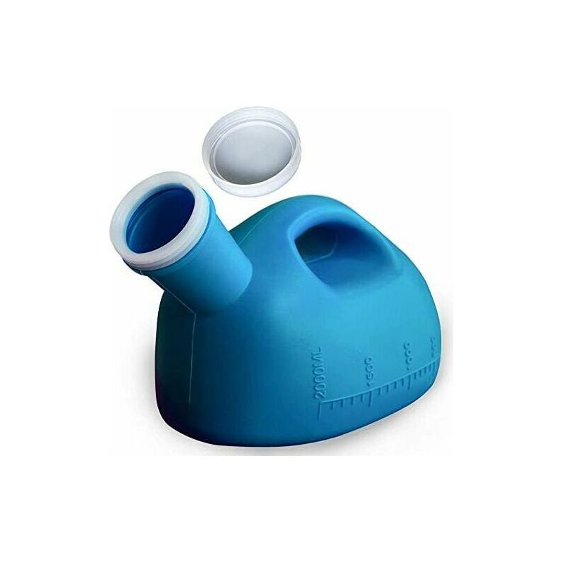 Urinal Für Männer – 2000 Ml Fassungsvermögen – Hoher Auslauf – Integrierter Deckel – Für Bettlägerige Personen, Reisen, Camping, Senioren – 1 Stück