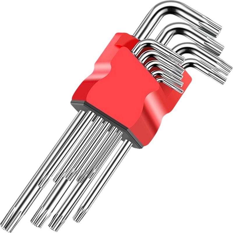 Torx-schlüssel – Sternförmiger, Perforierter Bit Aus Chrom-vanadium-stahl – Für Haushaltsgeräte Und Kfz – 9-teilig, T10 Bis T50