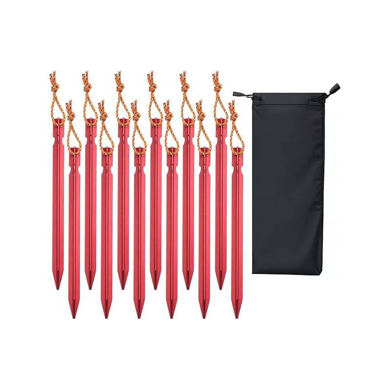 Heringe Aus Aluminium, 18 Cm, Y-form, Reflektierende Seile, 12er-pack – Ideal Für Camping, Wandern Und Hängematten.
