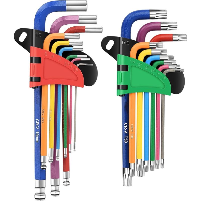 Innensechskantschlüssel – Torx-schlüssel – Chrom-vanadium-stahl – Kugelkopf – 18-teilig – 15 Bis 10 Mm Und T10 Bis T50 – Aufbewahrungskoffer