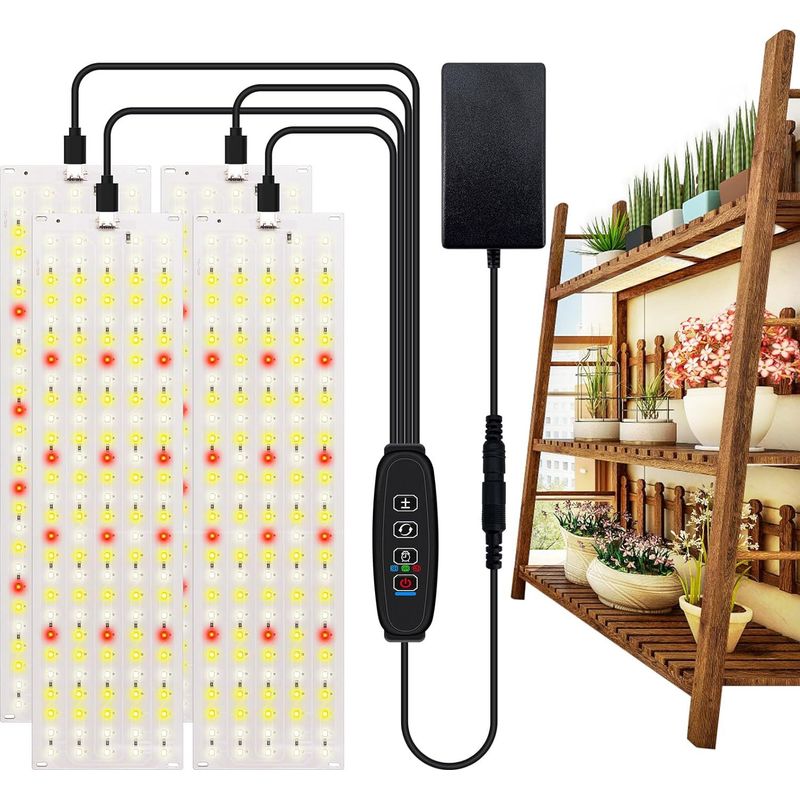 Led-pflanzenlampe – Vollspektrum 380–780 Nm – 4 Paneele Mit Je 540 Leds – 3/9/12-stunden-timer – 10 Helligkeitsstufen – Für Sämlinge, Sukkulenten Und Blühende Pflanzen – 40 W – 4 Stück