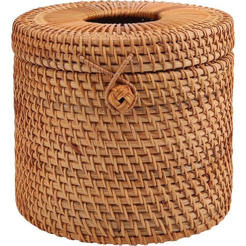 Runder Toilettenpapierhalter Aus Rattan – 14,5 X 14 Cm – Für Badezimmer, Büro Und Hotel – 1 Stück