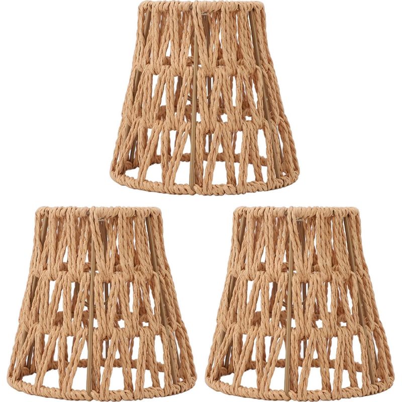 Lampenschirm – Handgeflochtenes Rattan – Zylindrisch – Für Stehlampe, Pendelleuchte, Wandleuchte – E14 – 3er-set