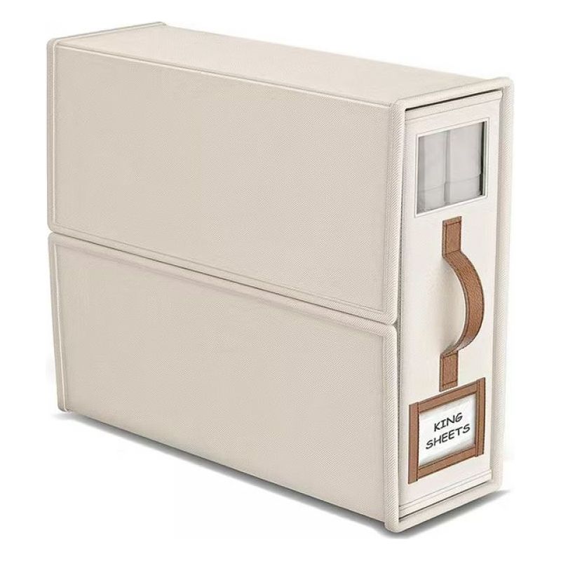Wäscheaufbewahrungsbox – Atmungsaktive Aufbewahrungsbox Für Bettwäsche Mit Sichtfenster Und Abnehmbarem Etikett – Naturleinen – 3er-set