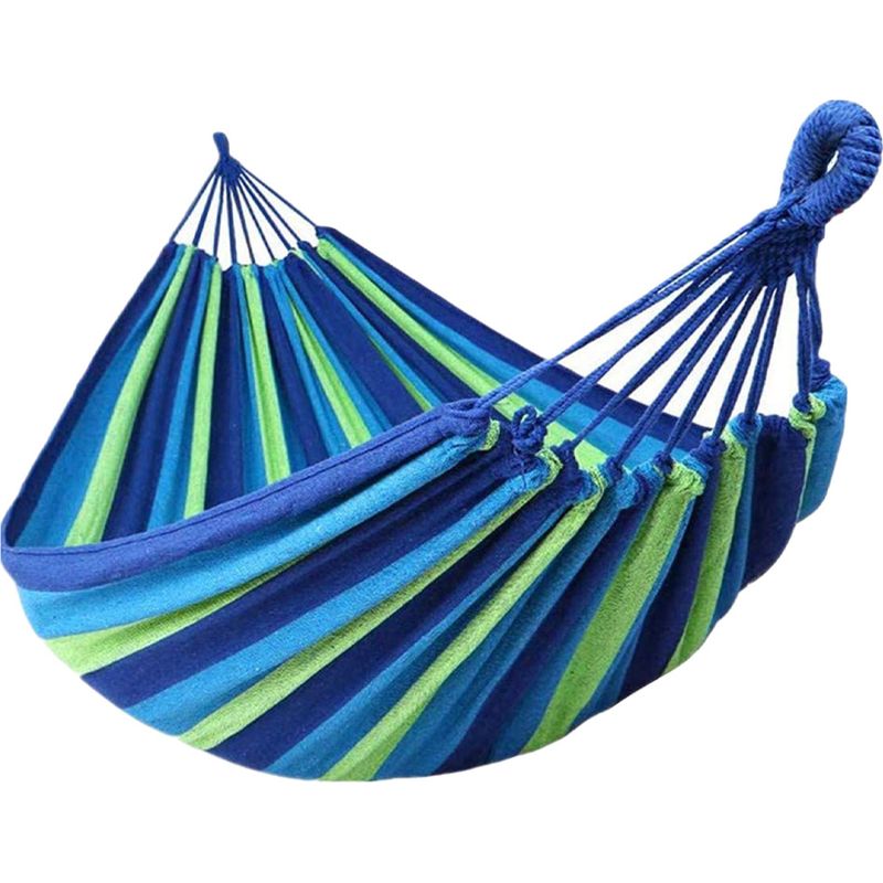Brasilianische Hängematte – 260 X 150 Cm – Naturbaumwolle – Maximale Belastung 300 Kg – Für Drinnen Und Draußen (garten) – 2 Personen – Blau