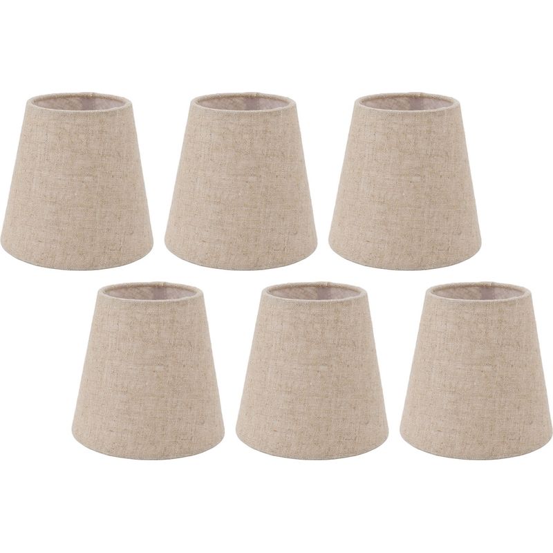 Zylindrischer Lampenschirm – Leinenstoff – Clipverschluss – Für E14-kronleuchterbirne – 6er-set